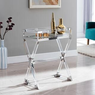Southern Enterprises Soller Polished Nickel Acrylic Serving Tray Table-HD599663 - The Home Depot | The Home Depot