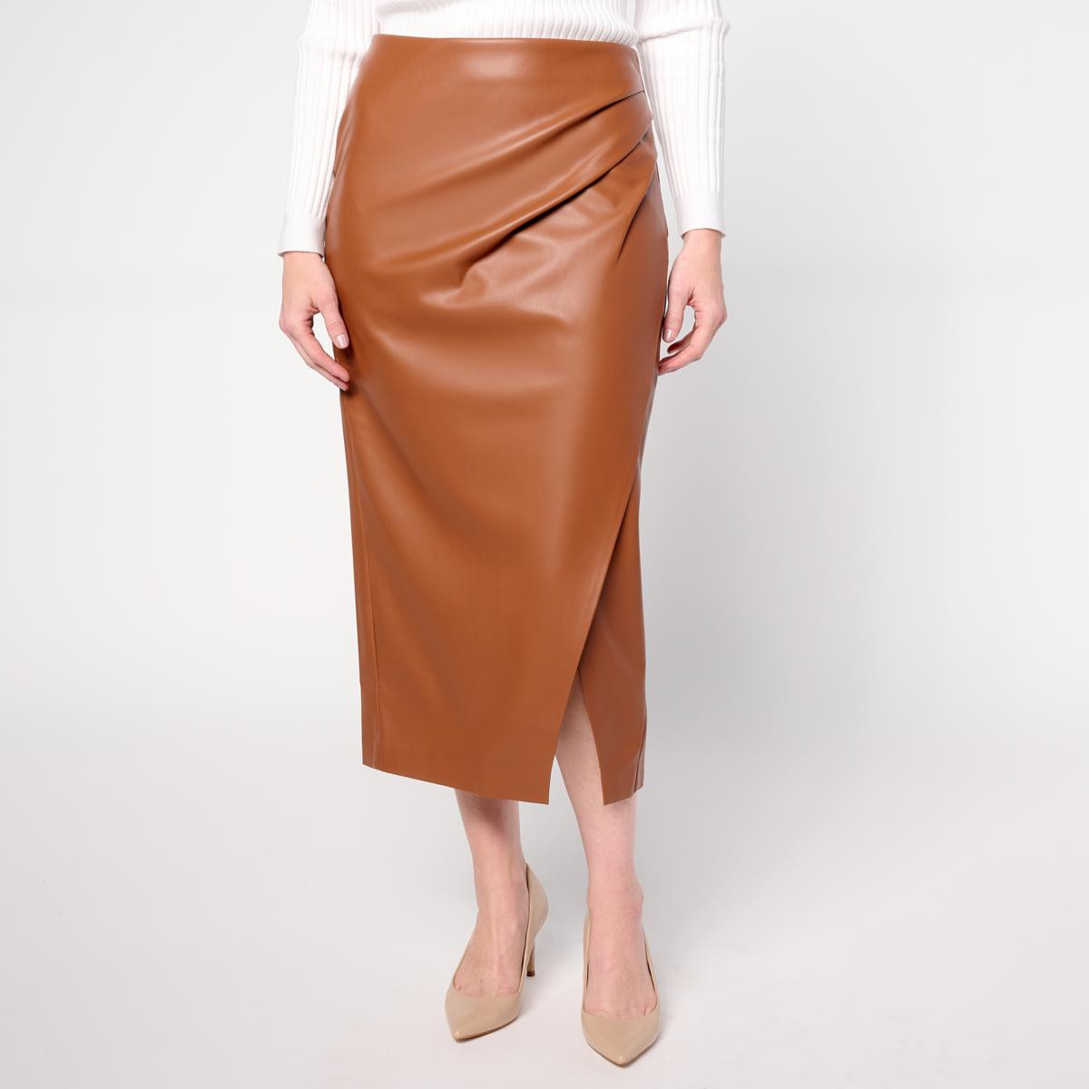 Mark & James by Badgley Mischka Huda Faux Leather Wrap Skirt | HSN