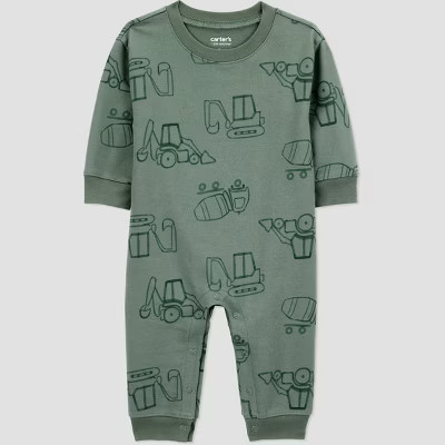 Carter's Just One You® Baby Boys' Construction Long Sleeve Romper - Green 18M | Target