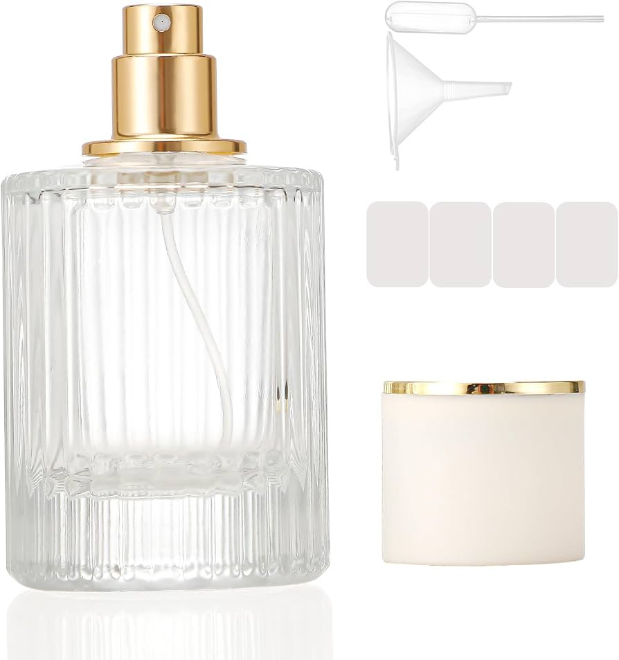 1 Pack Empty Perfume Spray Bottles, 50ML Ribbed Glass Atomizer Spray Bottle for Men and Women, Tr... | Amazon (US)