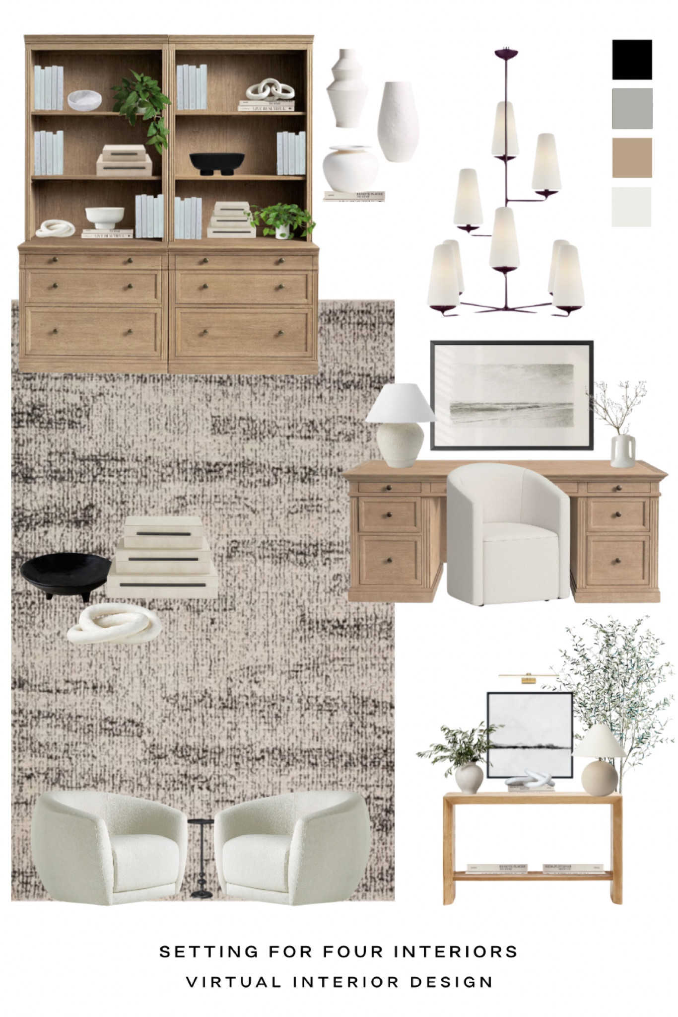 Neutral home office furniture and decor ideas.

Organic modern, transitional, classic , natural, desk, office chair, file cabinet bookcase, bookshelf, chandelier, Loloi rug, swivel chairs, console table, art, lighting, vase, Amazon home, Amazon finds, black, white , beige, wood, marble

#LTKHome #LTKFindsUnder100 #LTKFindsUnder50