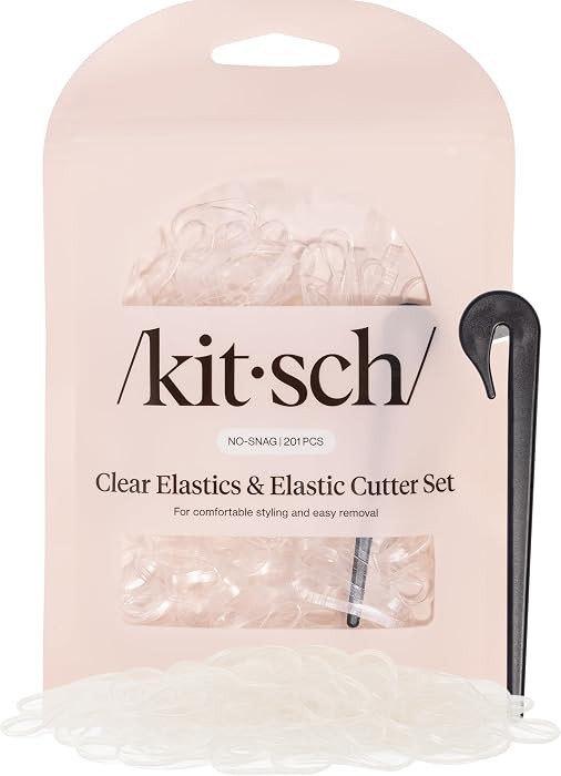 Kitsch Clear Hair Rubber Bands & Black Hair Tie Cutter Tool Set - 200 pcs | Amazon (US)