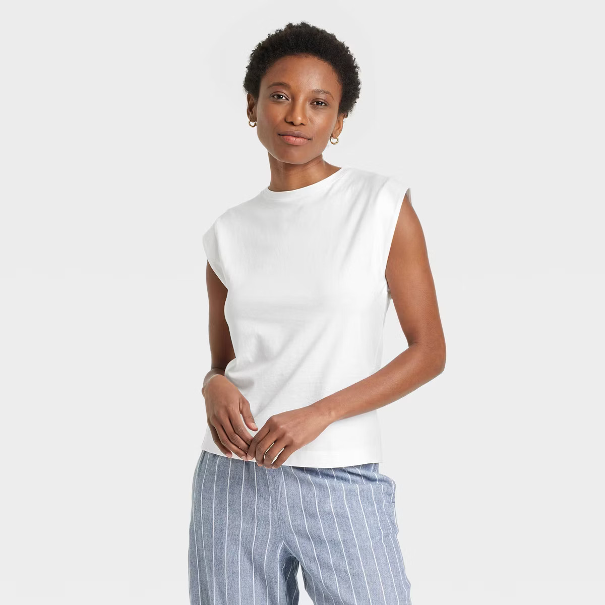 Women's Extended Short Sleeve T-Shirt - A New Day™ White XS: Cotton Crew Neck Pullover, Midweig... | Target