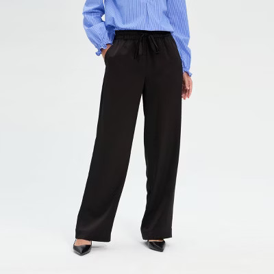 Women's High-Rise Wide Leg Trousers - A New Day™ Black S | Target