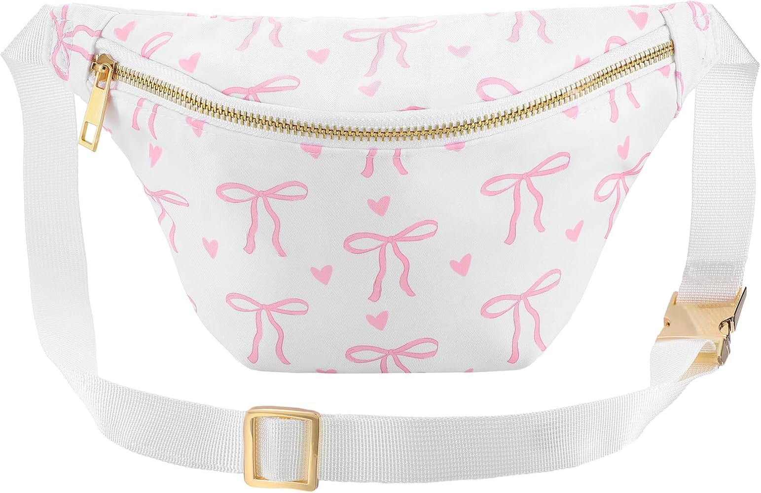 Coquette Pink Fanny Pack Preppy Bow Decor Bag Nylon Crossbody Waist Pack with Adjustable Strap fo... | Amazon (US)