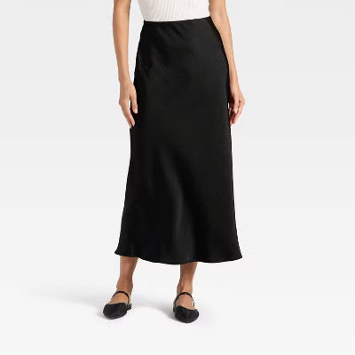 Women's Maxi Slip A-Line Skirt - A New Day™ Black S | Target