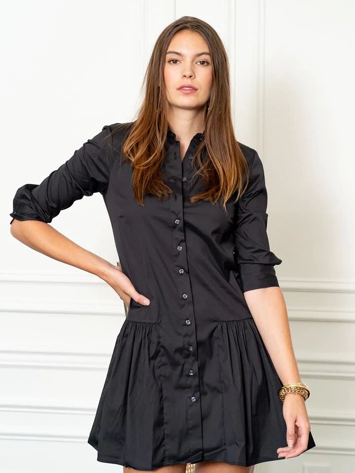 The Shirt by Rochelle Behrens - The Drop Waist Shirt Dress - Black | The Shirt by Rochelle Behrens