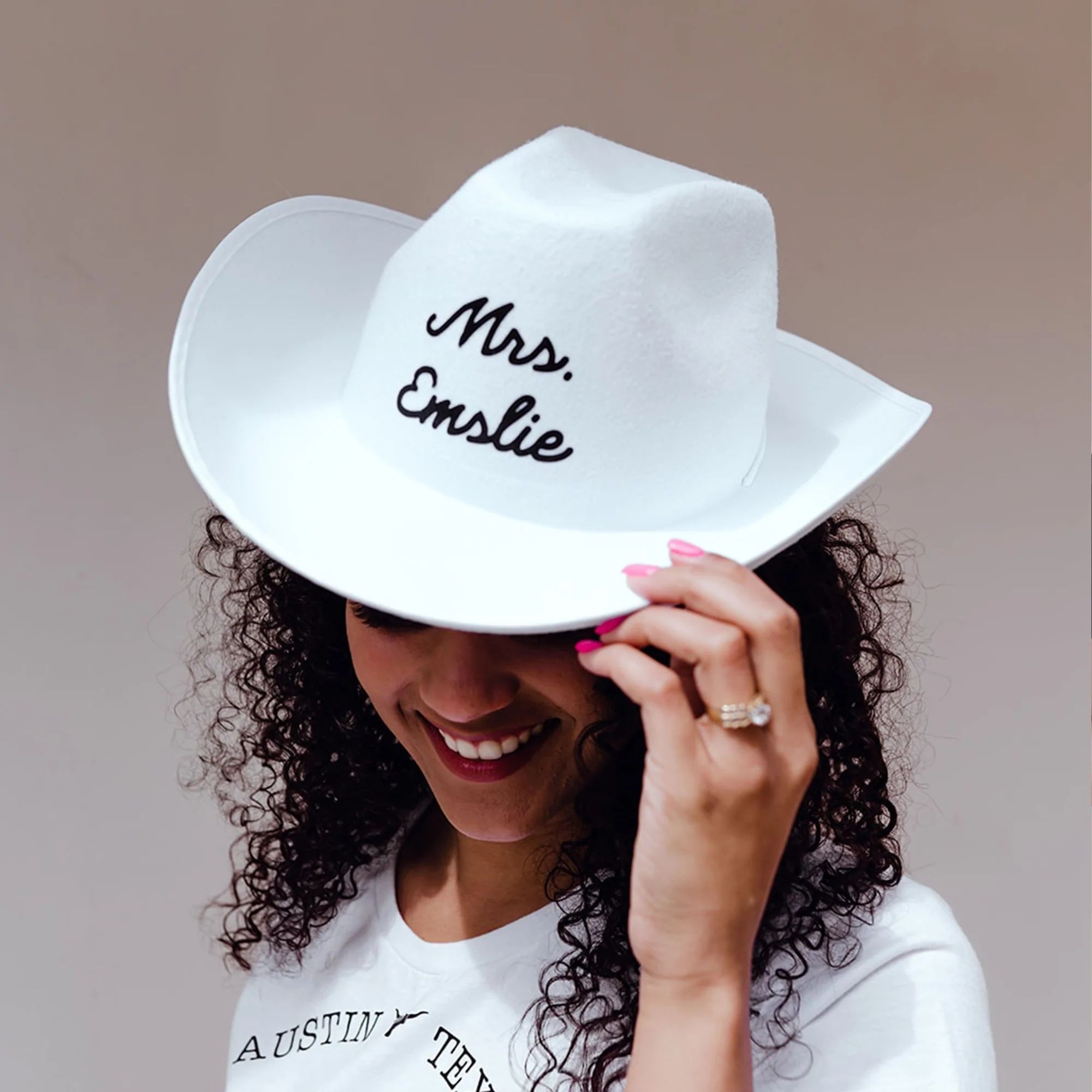 White Custom Cowboy Hat | Sprinkled With Pink