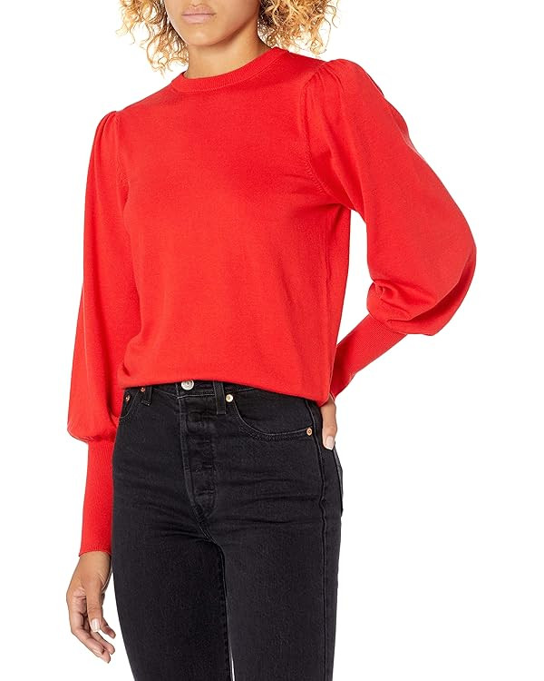 The Drop Women's Vivienne Padded-Shoulder Balloon-sleeve Crewneck Sweater | Amazon (US)