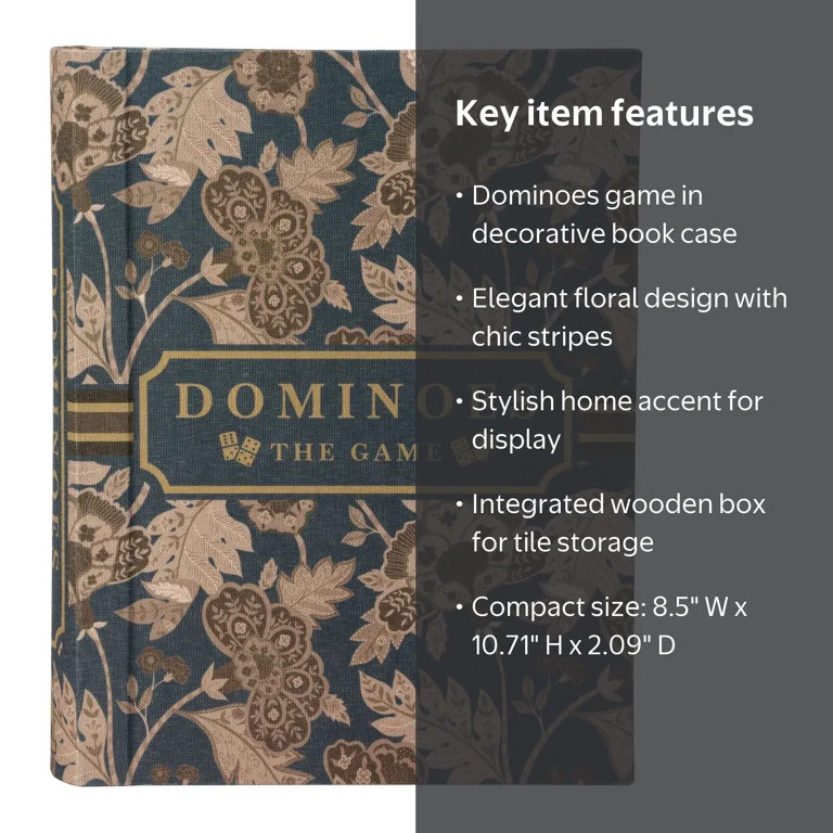Home D\u00e9cor Collection Sterling & Noble Home Blue Floral Dominoes Game Set Book | Walmart (US)