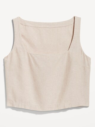 Sleeveless Linen-Blend Crop Top | Old Navy (US)
