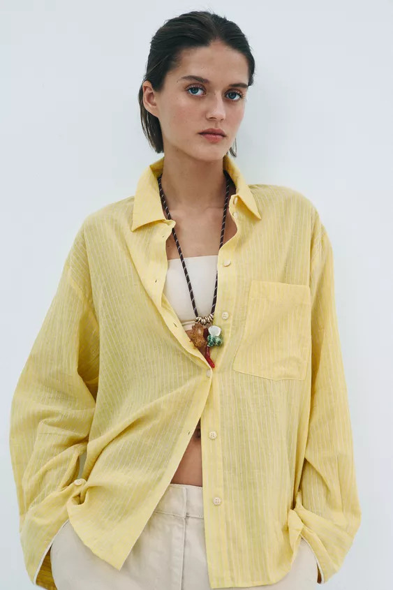 ZW COLLECTION STRIPED CRINKLED SHIRT | Zara UK