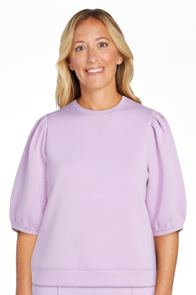 Scoop Women's and Women's Plus New Scubaknit Pleated Sleeve Top, Sizes XS-4X | Walmart (US)