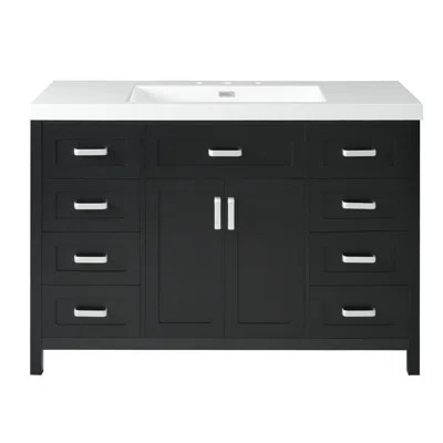 Elegant Black Vanity Set - Solid Wood & Resin - Classic Design For Medium-large Bathrooms | Wayfair North America