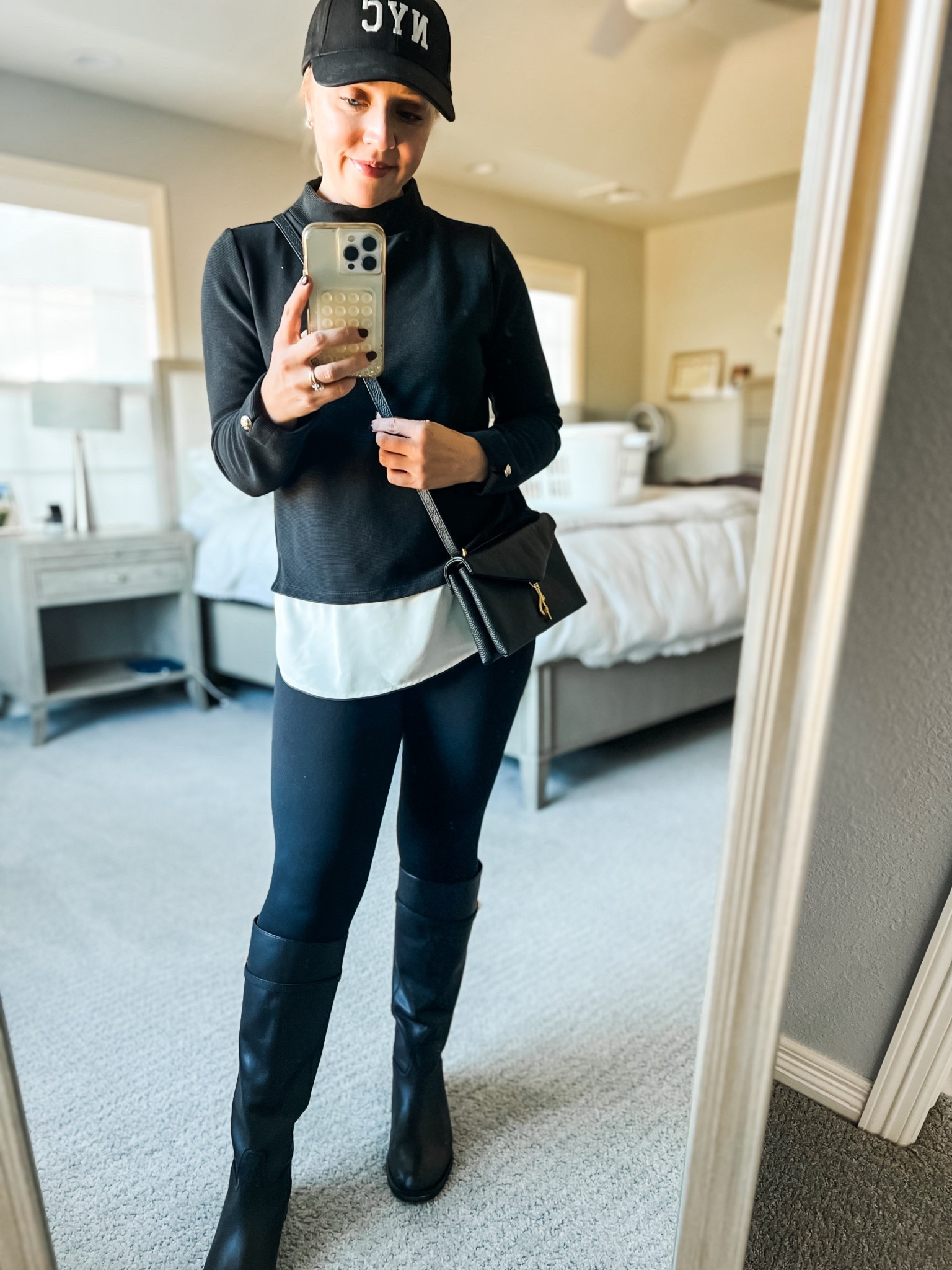 Love this layered mixed media too because the tunic style works with leggings. Boots fit tts. 

Fall outfits, petite outfit, leggings, knee high boots, black bag, crossbody bag, Rebecca Minkoff, riding boots 

#LTKFindsUnder100 #LTKSaleAlert #LTKPetite