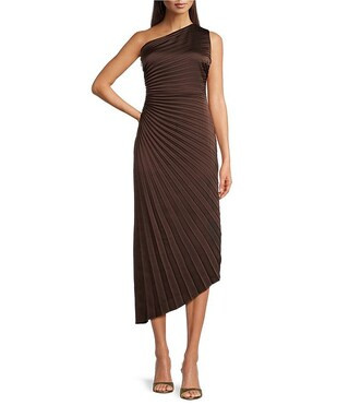 Belle by Badgley Mischka Kelsey Sleeveless One Shoulder Asymmetric Fit and Flare Dress | Dillard'... | Dillard's