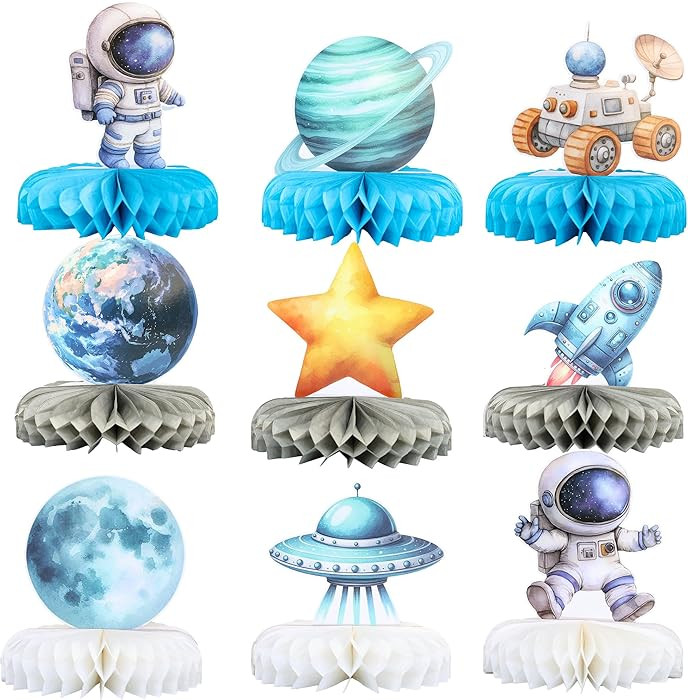 Gyufise 9 Pack Outer Space Birthday Party Decorations Two The Moon Birthday Decorations Boys Spac... | Amazon (US)