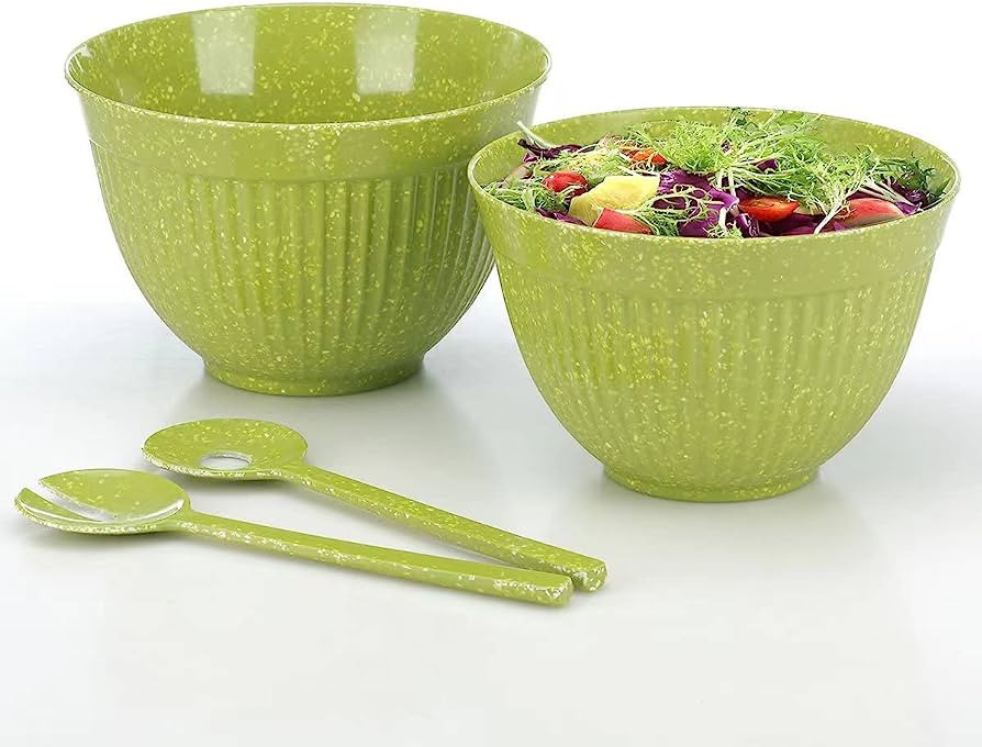 Baggio Melamine Mixing Bowl Set 2 Piece 4 Colors Available Large Salad Bowls with Servers for Sal... | Amazon (US)