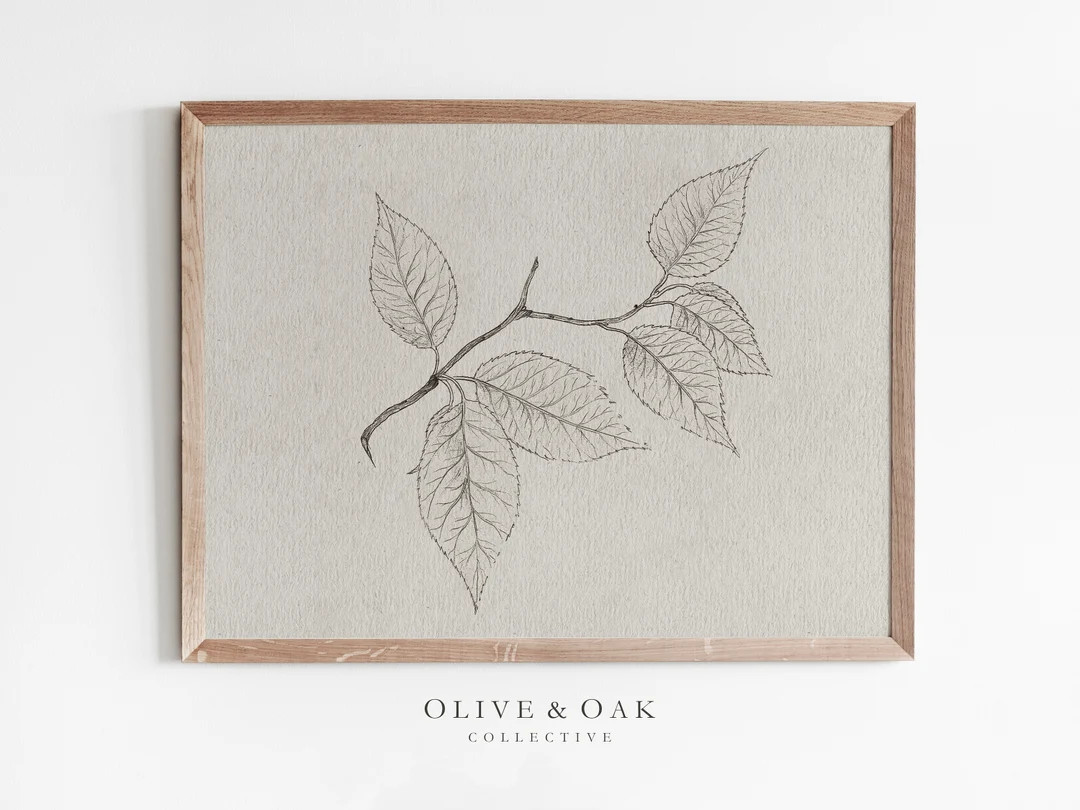 Vintage Branch Sketch / Neutral Botanical Drawing / Simple Wall Art / Downloadable Art Prints / #... | Etsy (US)