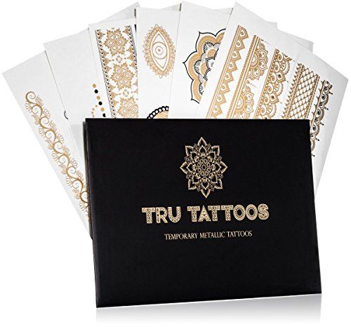 Tru Flash Tattoos - Premium Temporary Metallic Tattoos - 6 Sheets - Festival Flash Tattoos - Flash T | Amazon (US)