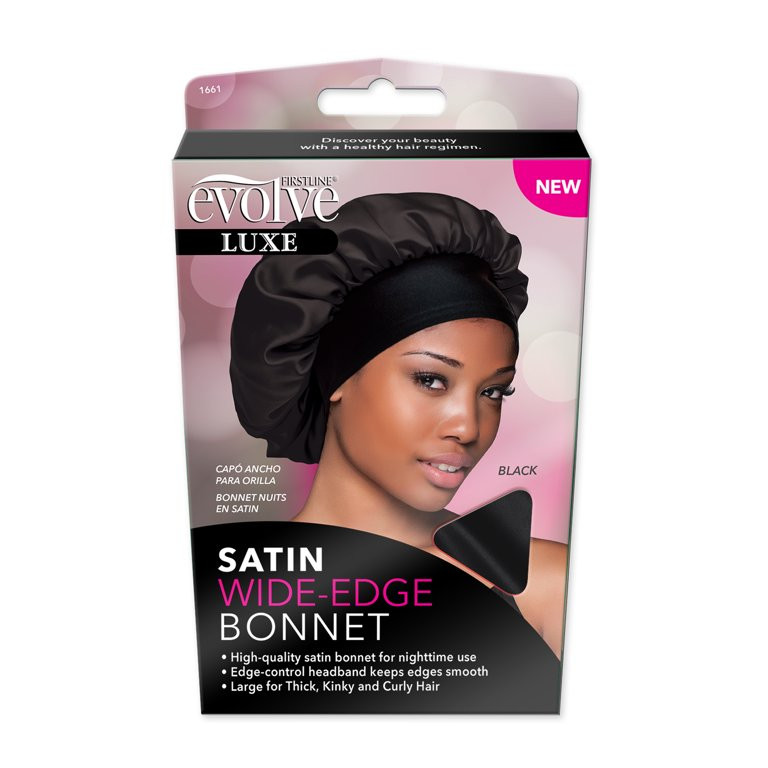 Evolve Satin Wide-Edge Bonnet, Black | Walmart (US)