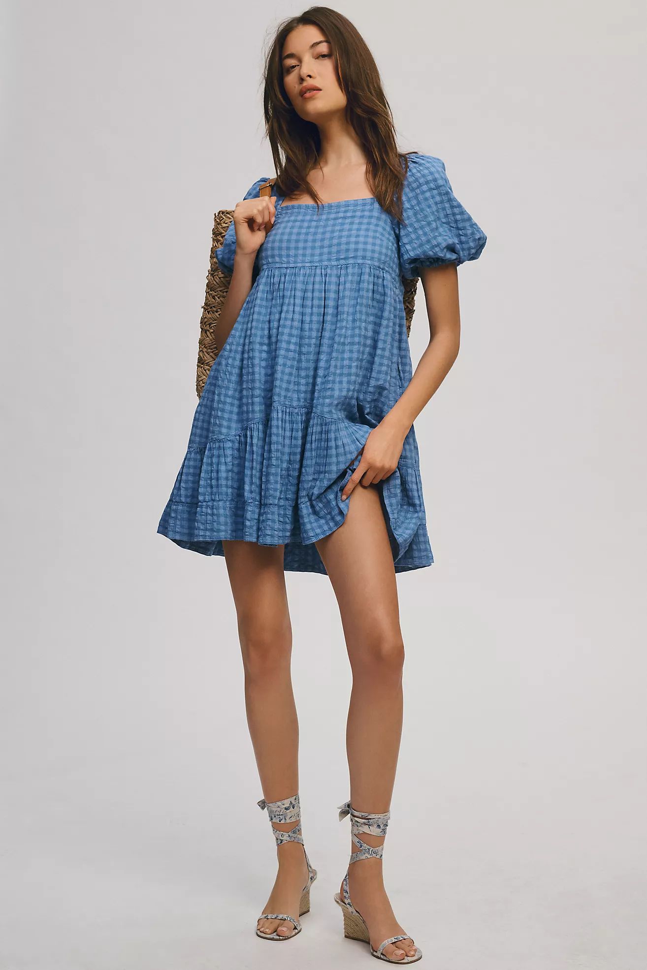Pilcro Square-Neck Textured Babydoll Dress | Anthropologie (US)