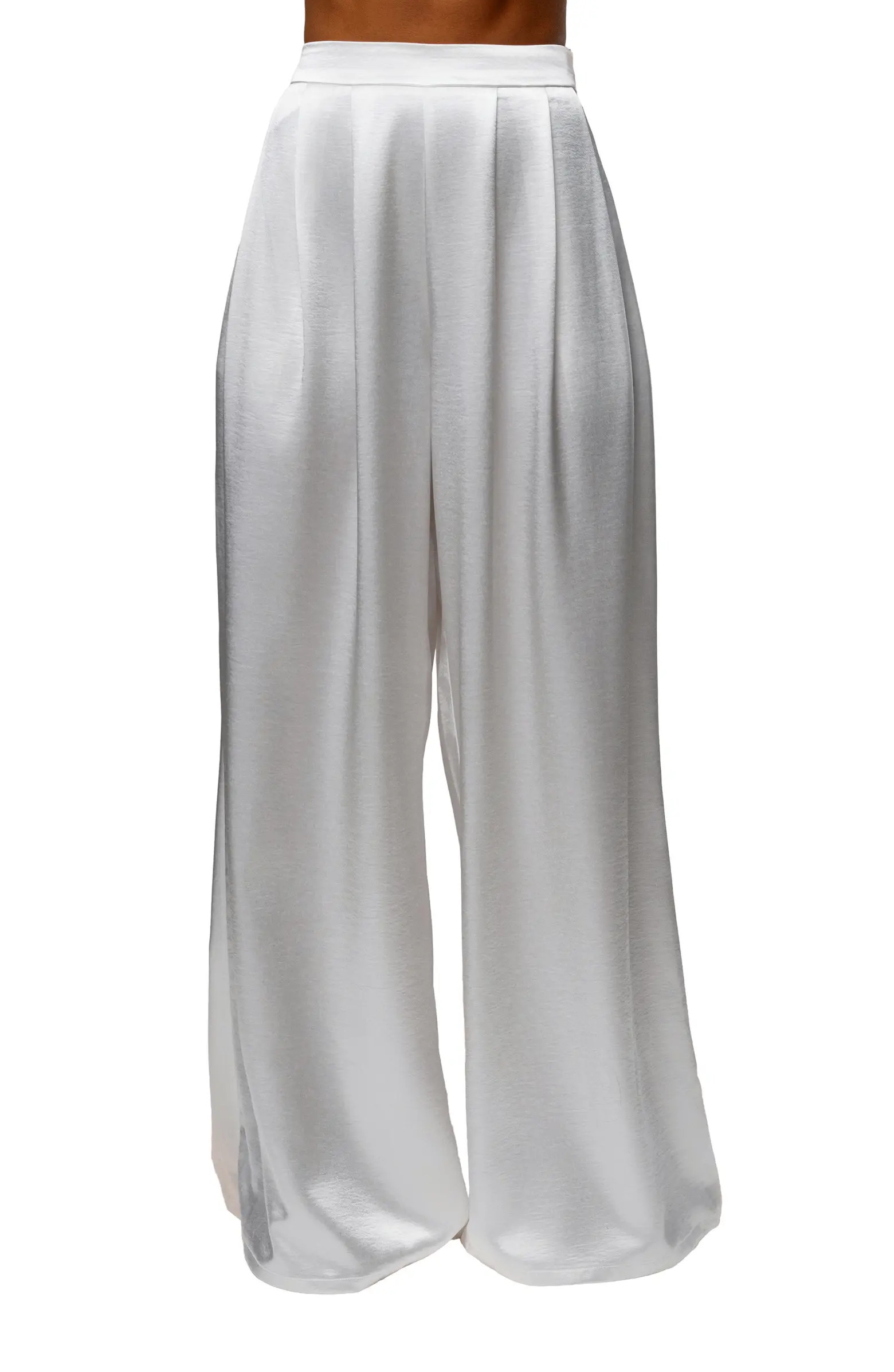 Pleated Wide Leg Satin Pants | Nordstrom