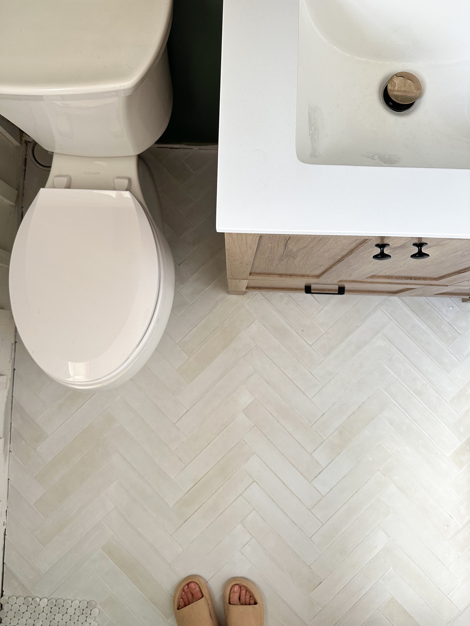 Part 1 of the bathroom renovation and I’m in love with the vanity and the floor tile! 

#LTKhome