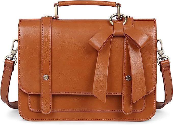 ECOSUSI Small Crossbody Bags Vintage Satchel Work Bag Vegan Leather Shoulder Bag with Detachable ... | Amazon (US)