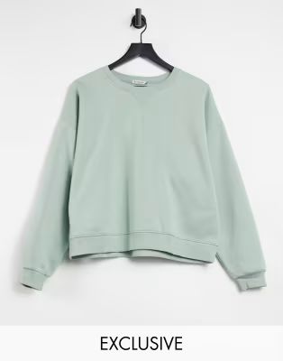 Stradivarius organic cotton crew neck sweatshirt in sage green | ASOS | ASOS (Global)