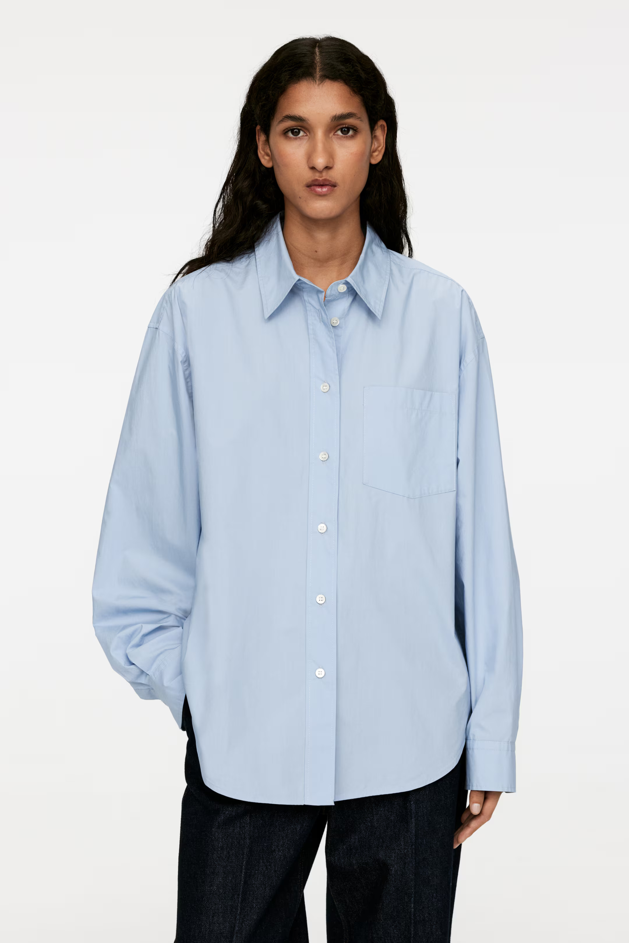Popeline overhemd met oversized pasvorm | H&M (DE, AT, CH, NL, FI)