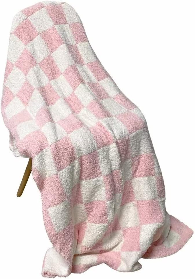 GY Blanket Fuzzy Checkered Blanket Plaid Decorative Pink Blankets - Super Soft Fluffy Shaggy Reve... | Amazon (US)