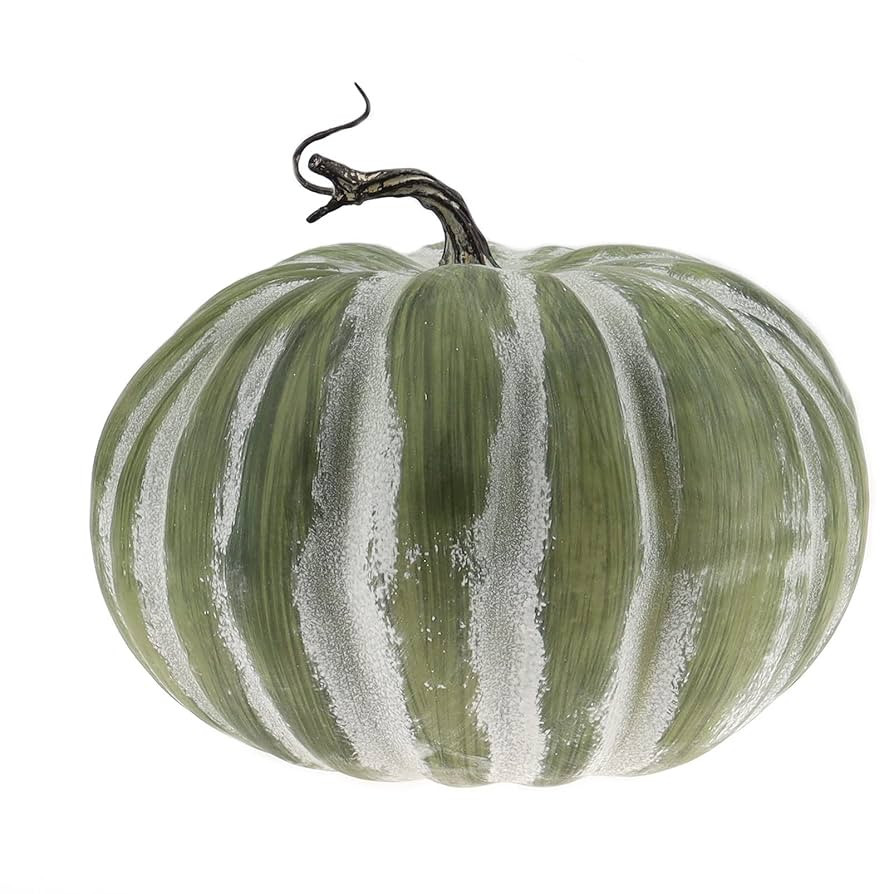 Woration 8.4 Inch Large Green Fake Halloween Pumpkins Artificial Cushaw Faux Autumn Fall Pumpkin ... | Amazon (US)