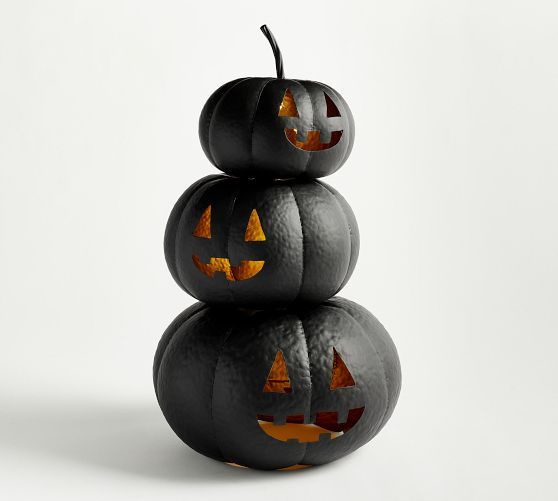 Light Up Stacked Hammered Jack O'lantern | Pottery Barn (US)