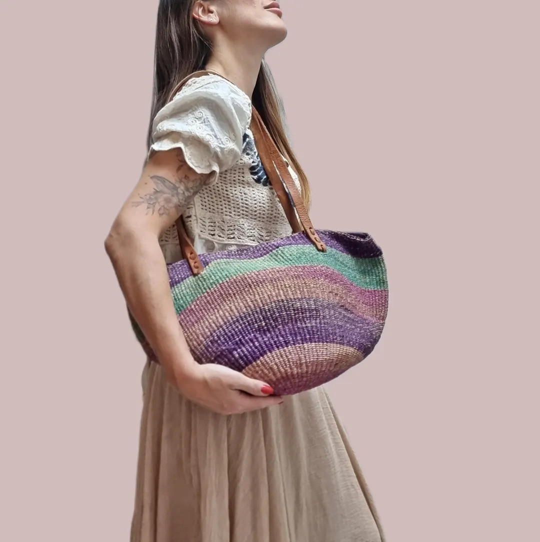 Handgefertigte gewebte Sisal & Leder Einkaufstasche: Afrikanische Boho Geldbörse - Etsy.de | Etsy (US)