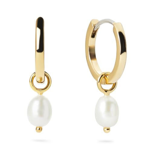 Ana Luisa Frida Pearl Jewelry Huggie Hoops - Medium & Small 14K Gold Plated & Silver Rhodium Plated with Freshwater Pearls - 2-in-1 Hypoallergenic Water-Resistant, Tarnish-Free Hoop for Daily Wear | Amazon (US)
