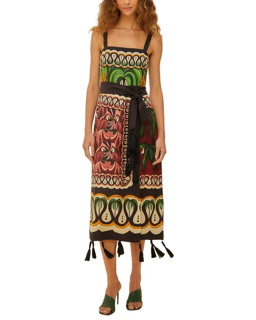 FARM Rio Linen-Blend Coconut Tree Flow Scarf Dress | Shop Simon