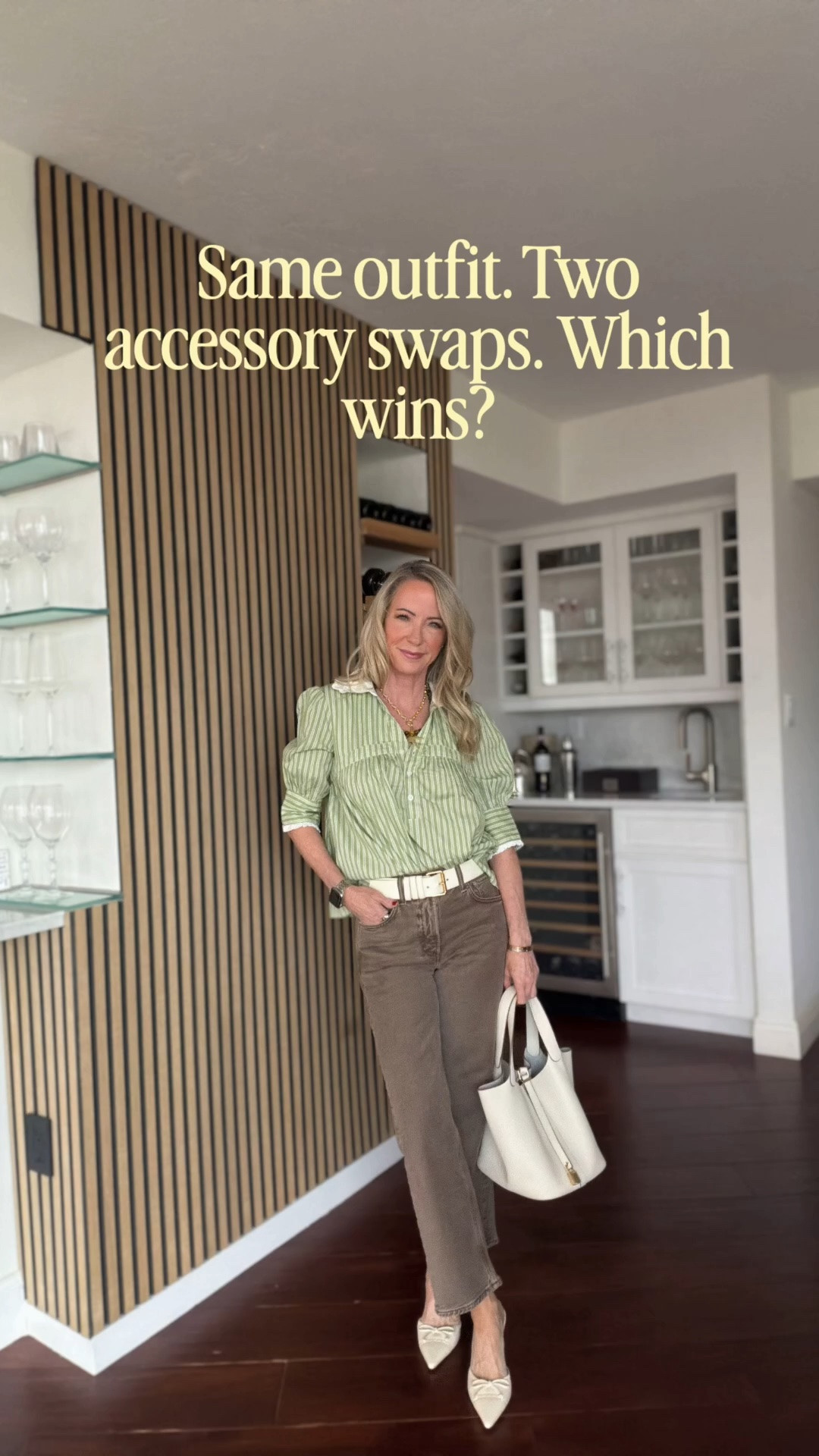 One blouse, two ways 🤎🤍 This green striped blouse and chocolate brown denim are such an easy fall pairing. I styled them with warm cognac + leopard, then switched to ivory accessories for a completely different look. Classic, polished and so wearable at 58.

Shop both looks here on LTK!

#LTKOver40 #LTKSeasonal #LTKPetite