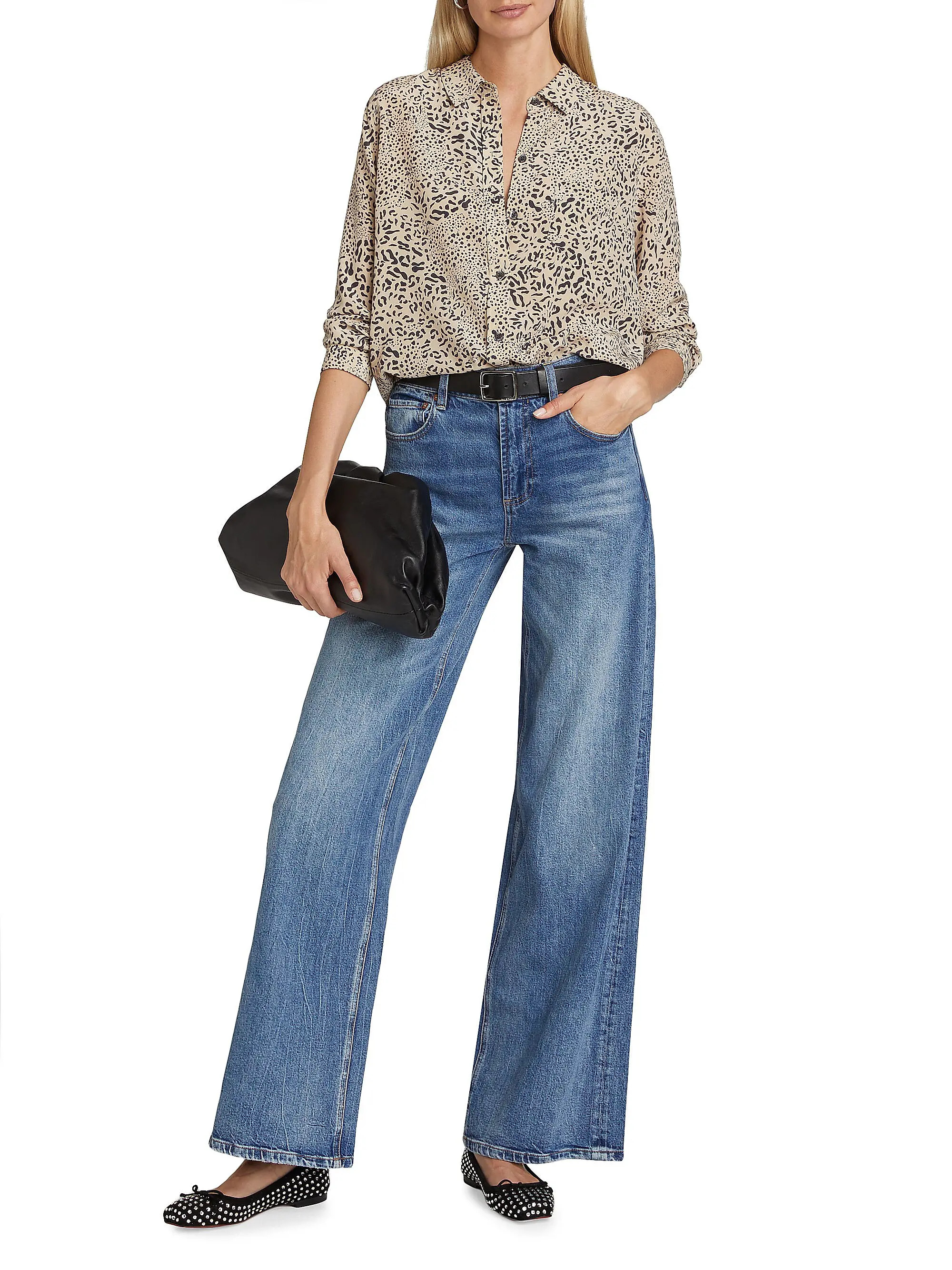 Kate Mixed Leopard Silk Shirt | Saks Fifth Avenue