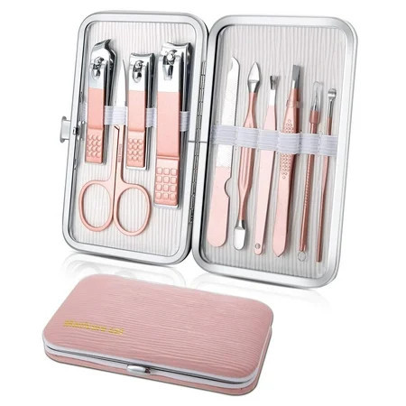 DISEN Manicure Set, Travel Mini Nail Clippers Kit Pedicure Care Tools, 10pcs Stainless Steel Grooming kit | Walmart (US)