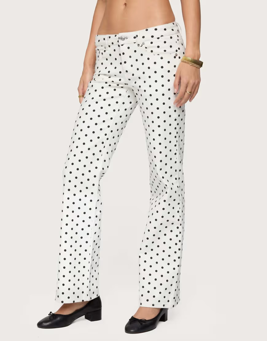 Edikted Romily polka dot low rise jeans in white | ASOS (Global)