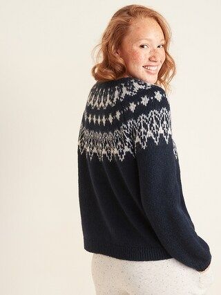 Cozy Fair Isle Blouson-Sleeve Sweater for Women | Old Navy (US)