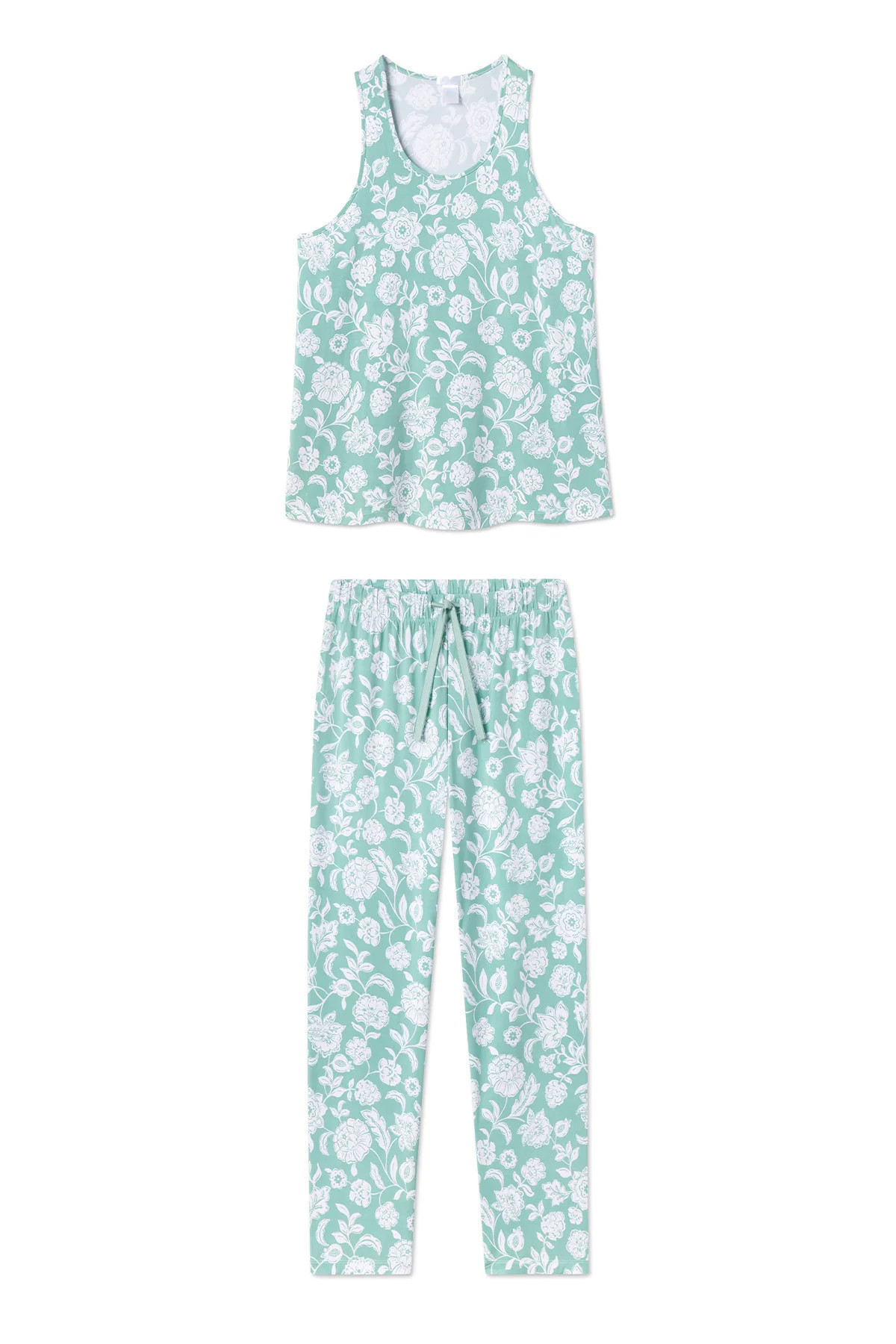DreamKnit Ribbon Tank-Long Set in Meadow Bouquet | Lake Pajamas