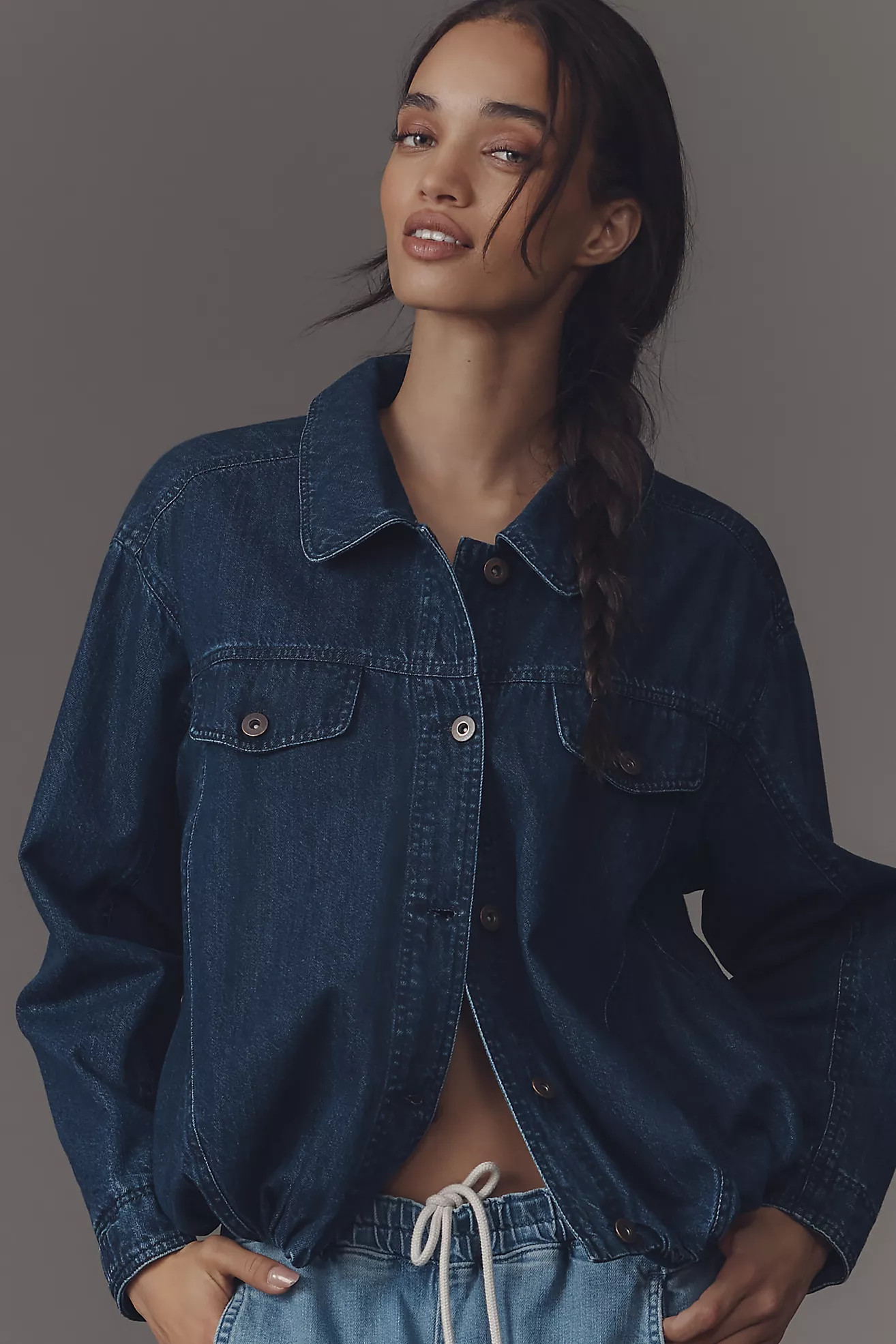 Pilcro Bubble Hem Trucker Jacket | Anthropologie (US)