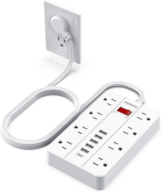 Power Strip with USB,Surge Protector Flat Plug with 8 Widely Spaced Outlets and 6 USB Ports(1 USB... | Amazon (US)
