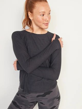 Long-Sleeve Breathe ON Slub-Knit T-Shirt for Women | Old Navy (US)