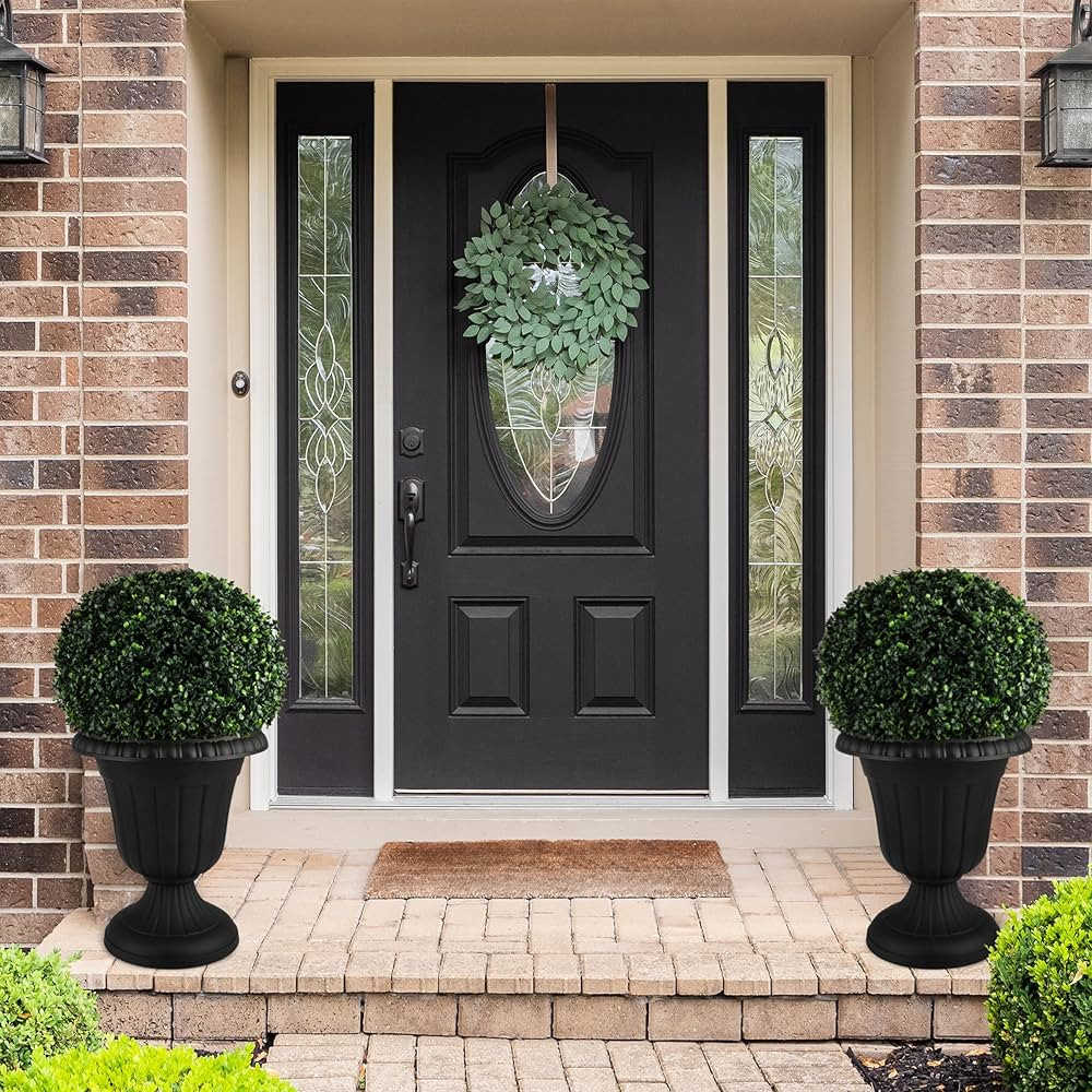 Pure Garden Outdoor Planter 2-Pack - 16x18-Inch Urn Planters - Plastic Plant Pots for Indoor, Out... | Amazon (US)