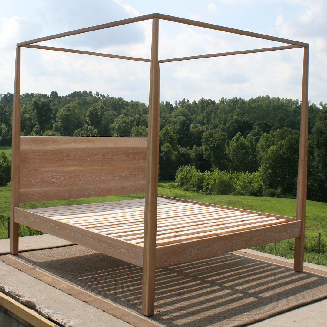 CbRnV2b *Canopy Solid Hardwood Bed with vertical Head Board and thinner 4 side Tapered Posts at t... | Etsy (US)