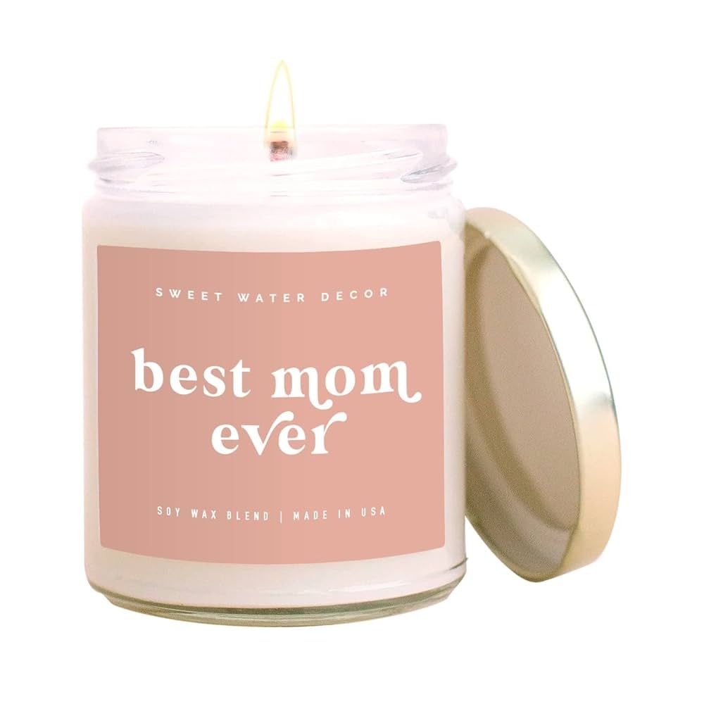 Sweet Water Decor, Best Mom Ever on Blush Label | Sea Salt, Jasmine, Cream, and Wood Scented Soy ... | Amazon (US)