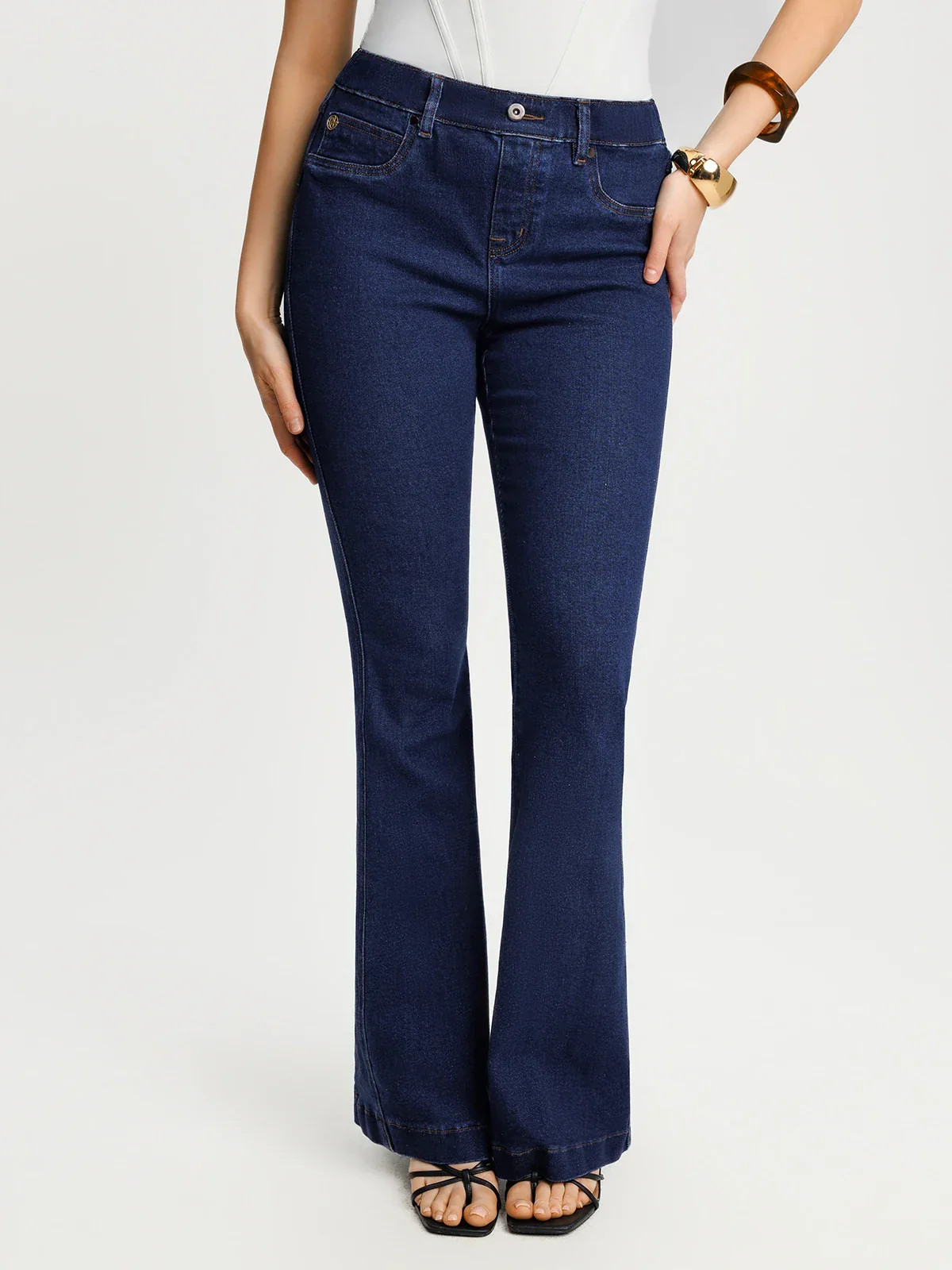Sculpting High-Rise Stretch Flare Jeans | Popilush